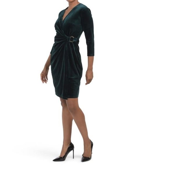ANNE KLEIN Classic Wrap Dress With Buckle - Picture 1 of 6